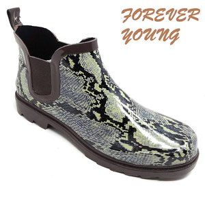 Women's Rubber Ankle Rain Boots, #3169, Snake